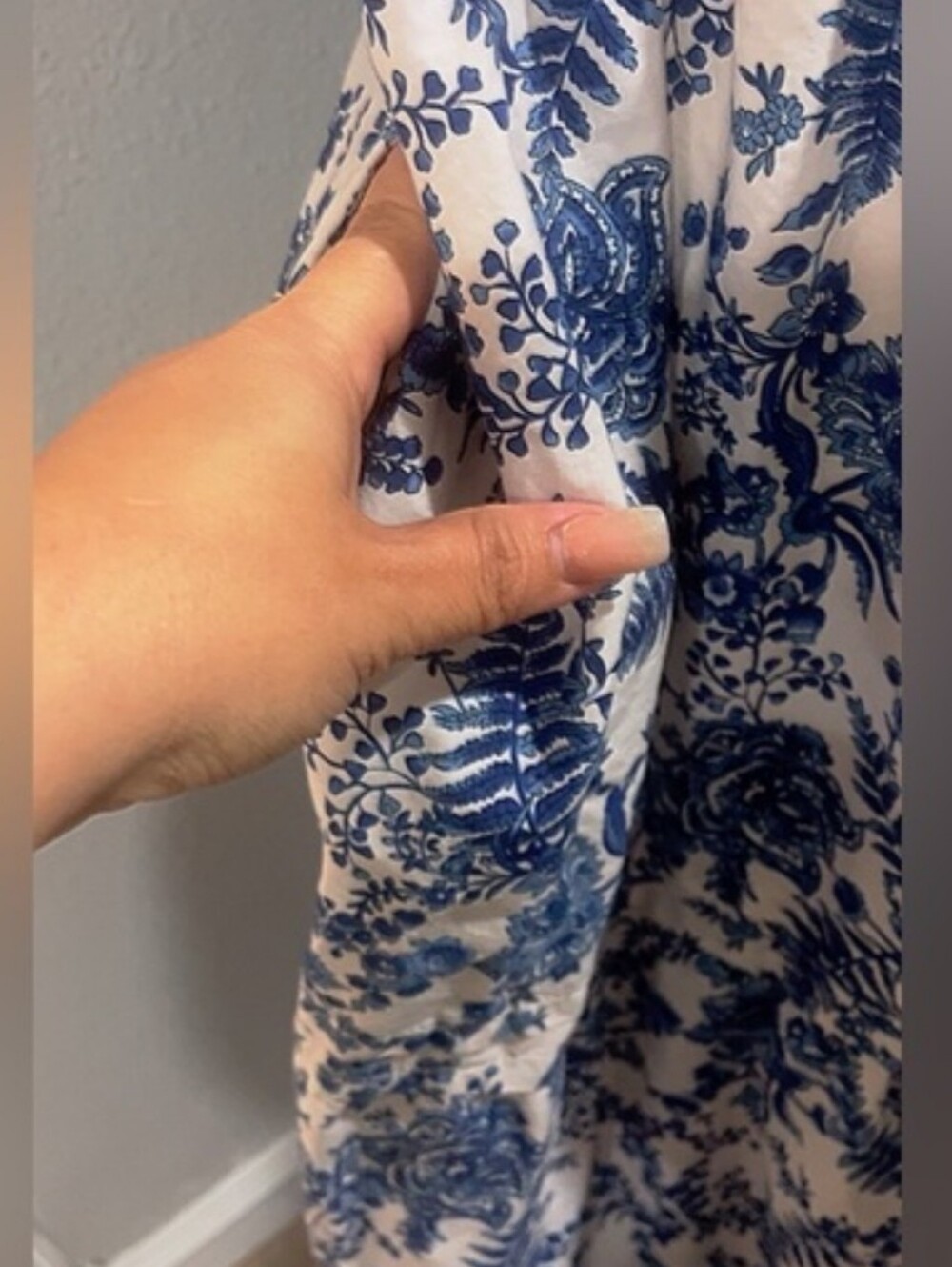 Maeve By Anthropologie 1X Somerset Maxi Dress Blue Print 100% Cotton - Picture 14 of 16
